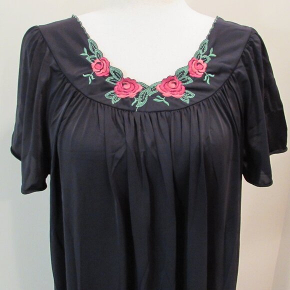 Shadowline 32280 Petals Black Flutter Sleeve Long Gown 1X/XL - Picture 7 of 16